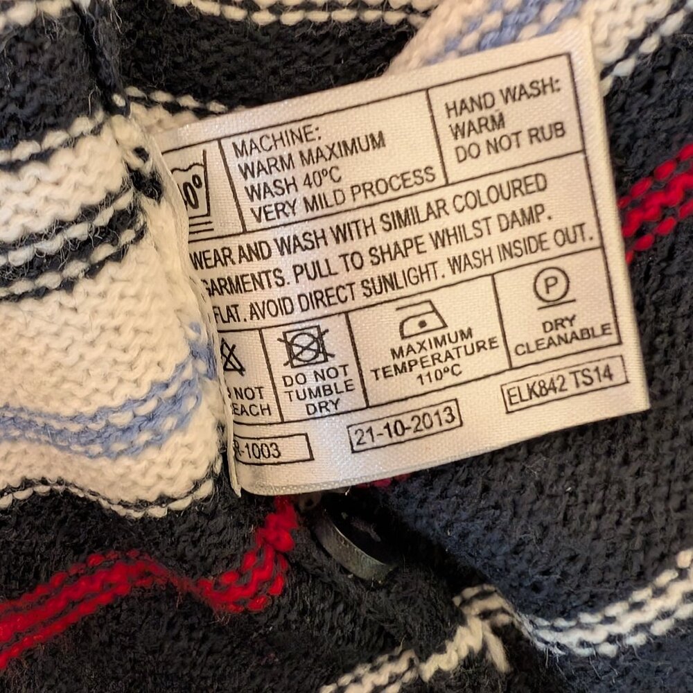 EWM Sweater 100% Acrylic Red/White/Blue Stripes Size Large 18-20 - Picture 9 of 10